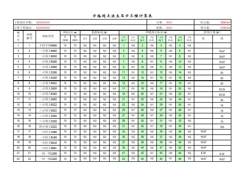 土方工程量方格网计算表格
