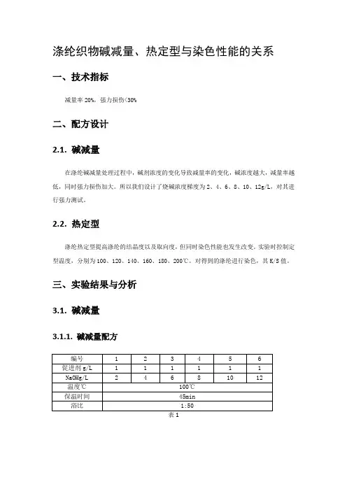 涤纶碱减量与热定型
