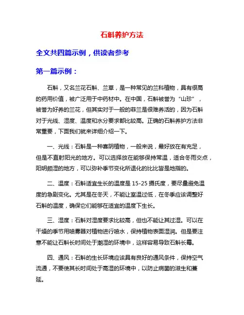 石斛养护方法