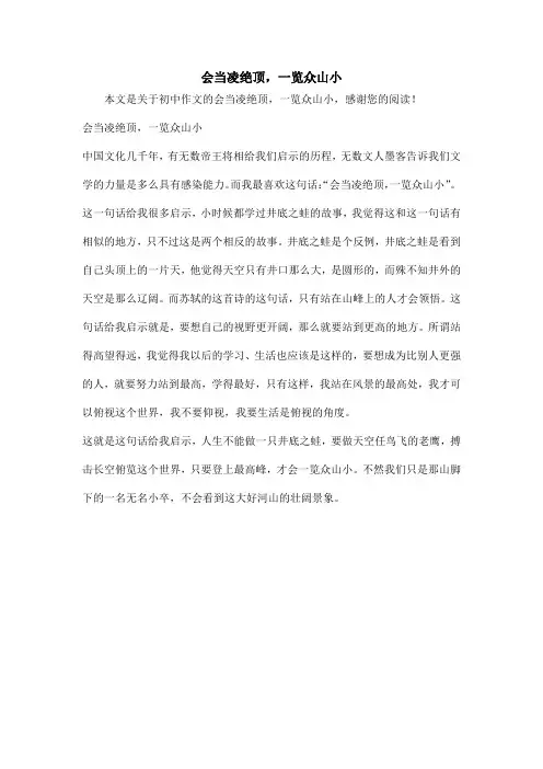 会当凌绝顶,一览众山小_初中作文