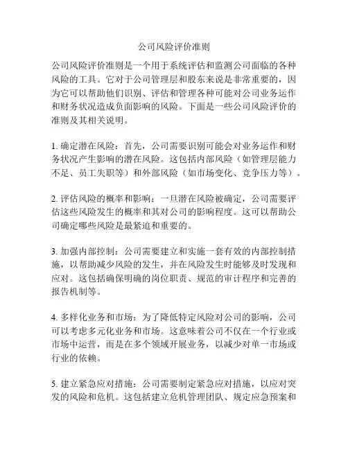 公司风险评价准则