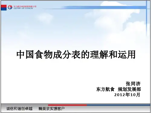 中国食物成分表的理解和运用