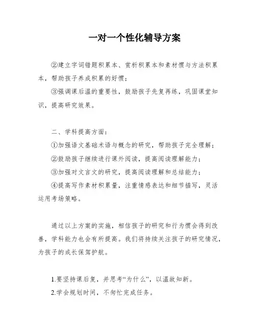 一对一个性化辅导方案