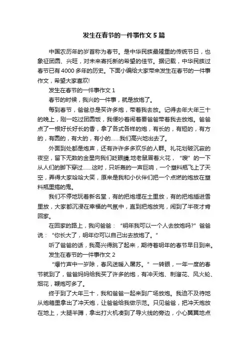 发生在春节的一件事作文5篇