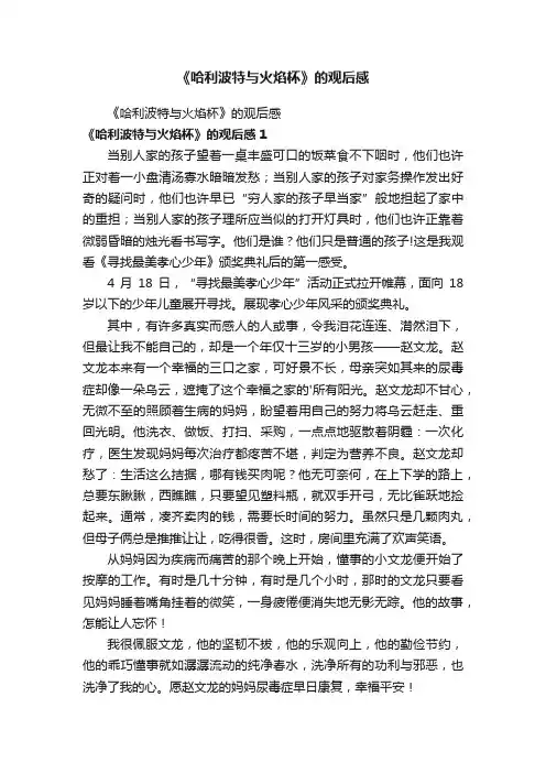 《哈利波特与火焰杯》的观后感