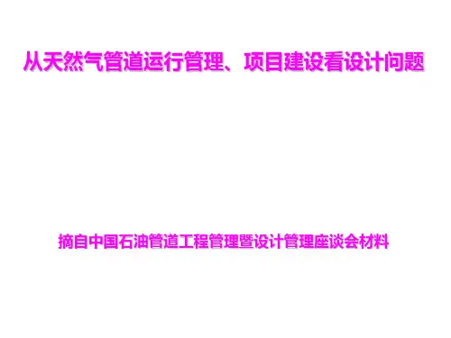 从天然气管道运行管理、项目建设看设计问题--西气东输管道总结