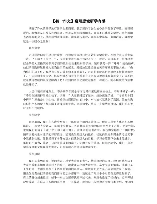 【初一作文】襄阳唐城研学有感