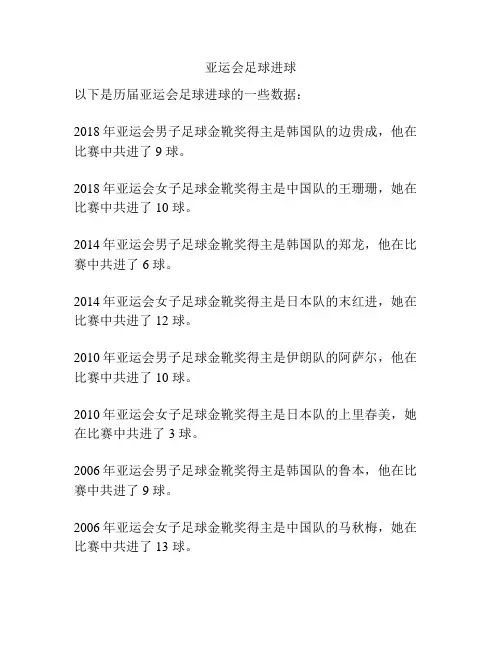 亚运会足球进球