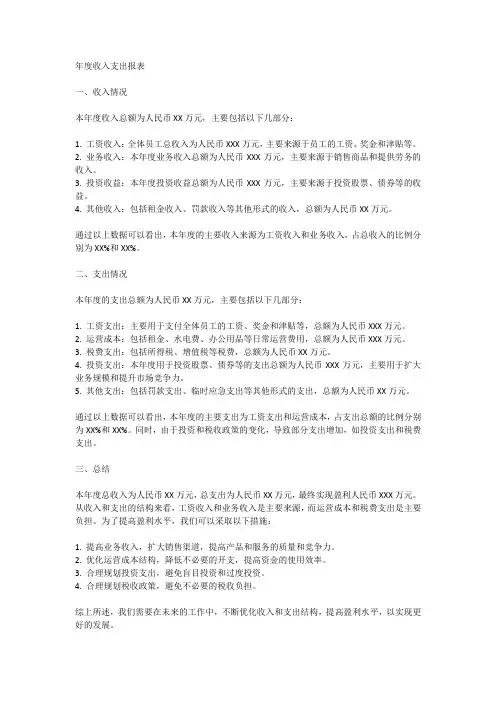 年度收入支出报表