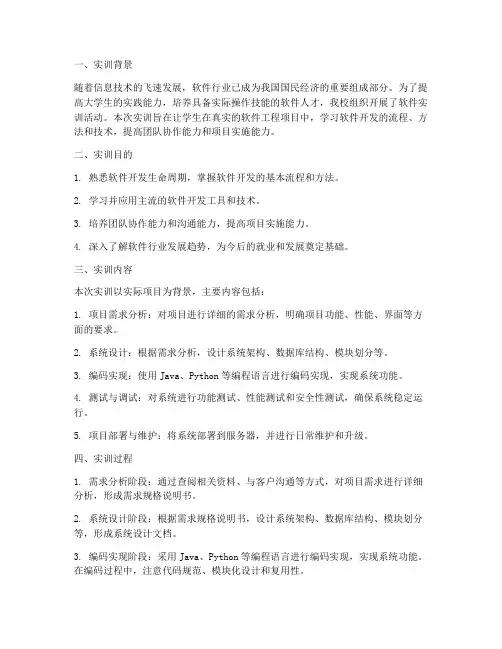 软件的实训报告