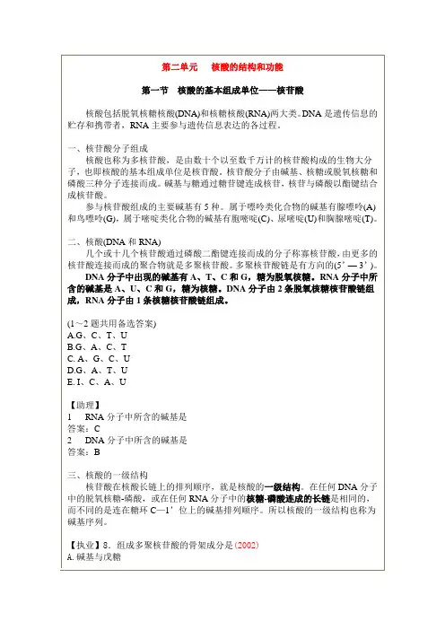 第二单元   核酸的结构和功能