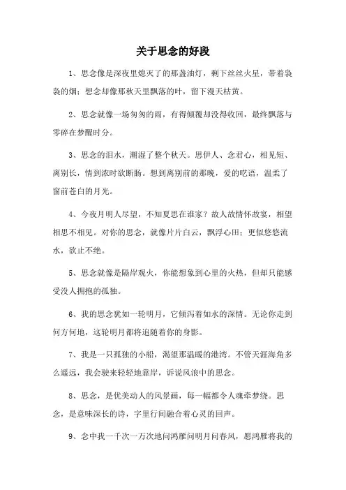 关于思念的好段