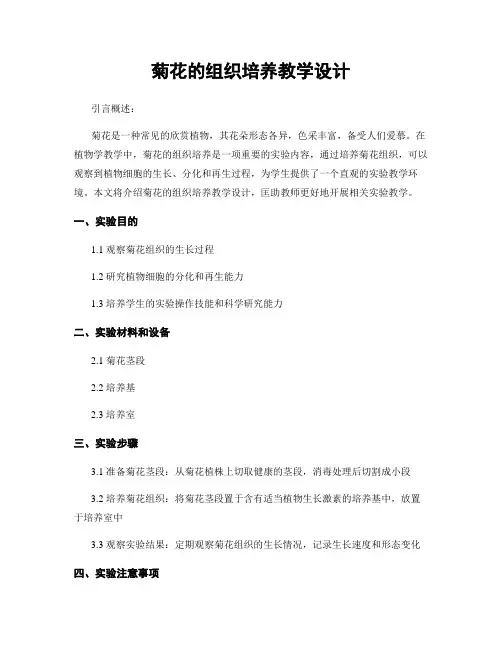菊花的组织培养教学设计