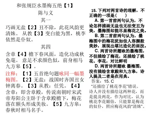 和张规臣水墨梅五绝 试题讲评