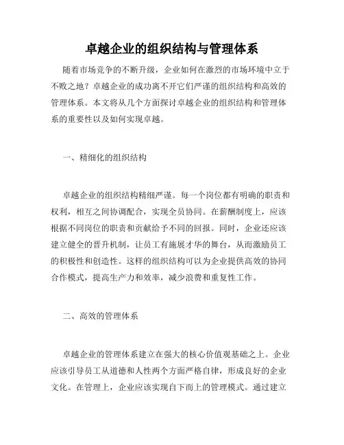 卓越企业的组织结构与管理体系