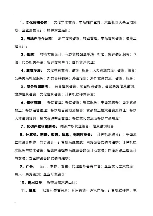 公司行业分类及其经营范围