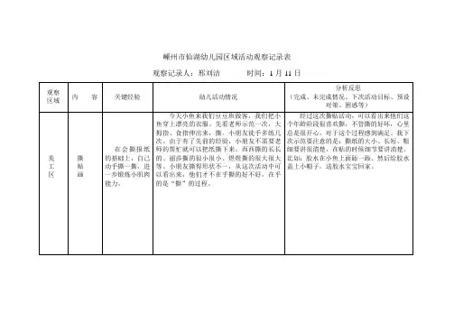 区域活动观察记录表7