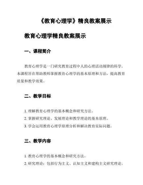 《教育心理学》精良教案展示