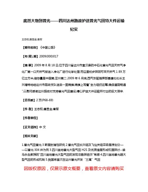 庞然大物到普光——四川达州路政护送普光气田特大件运输纪实