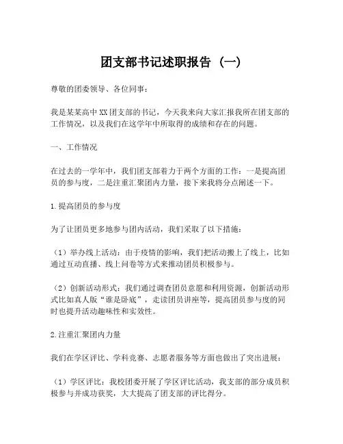 团支部书记述职报告 (一)