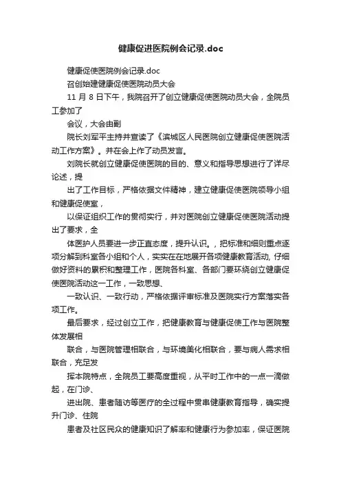 健康促进医院例会记录.doc