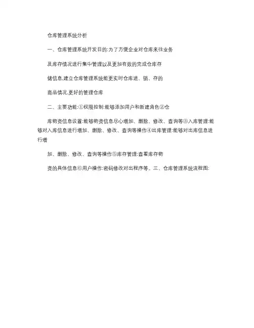 仓库管理系统分析及流程(带图)