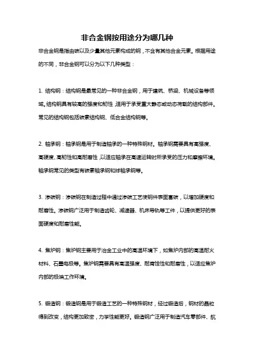 非合金钢按用途分为哪几种