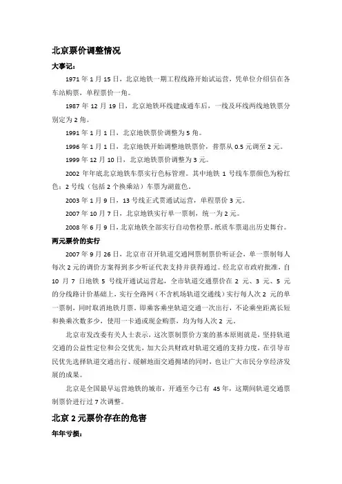 北京票价调整分析
