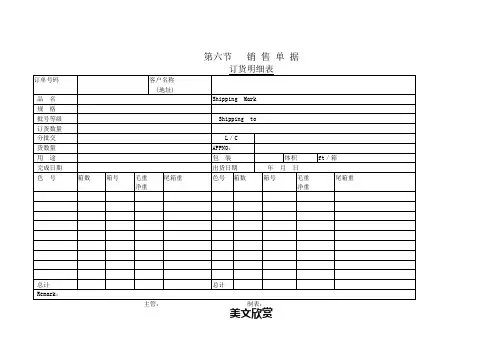 订货明细表