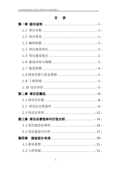 河道生态综合治理工程可行性研究报告