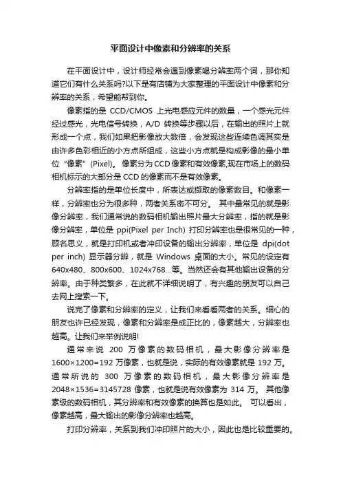 平面设计中像素和分辨率的关系