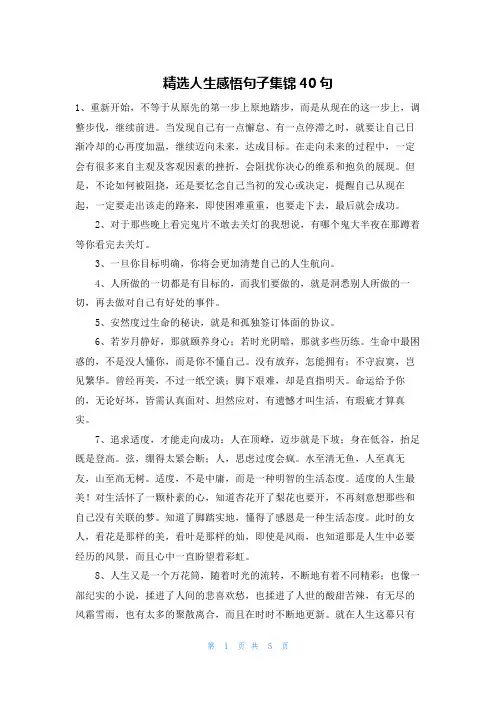 精选人生感悟句子集锦40句