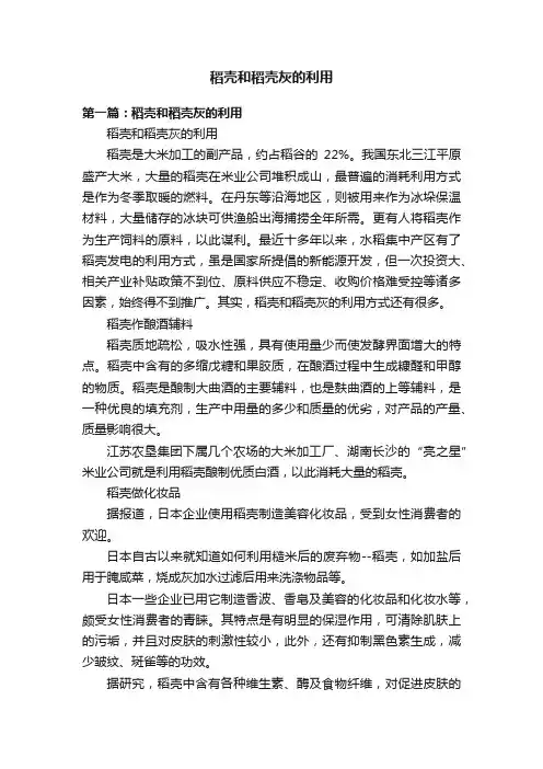 稻壳和稻壳灰的利用