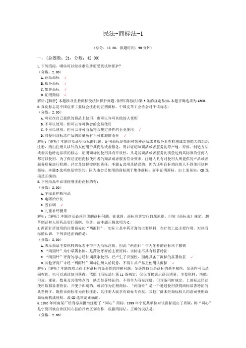 法律职业资格民法-商标法-1