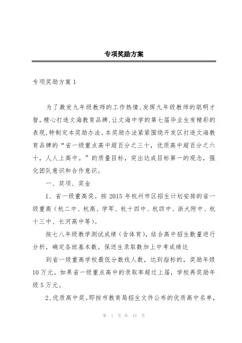 专项奖励方案