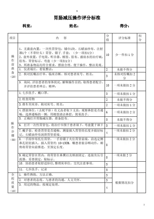 胃肠减压评分标准