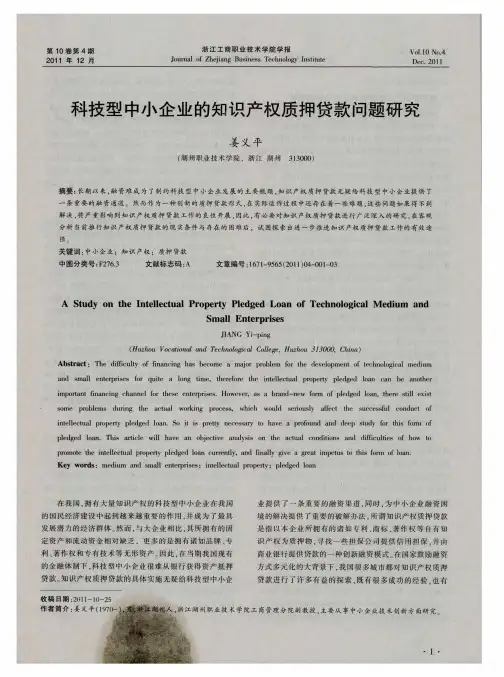 科技型中小企业的知识产权质押贷款问题研究