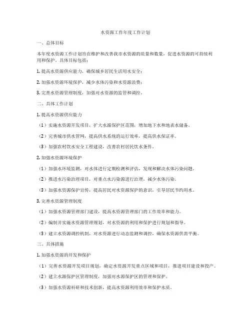 水资源工作年度工作计划