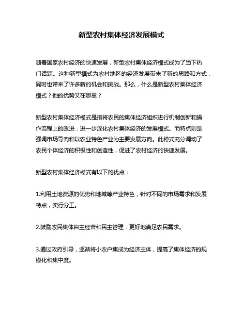 新型农村集体经济发展模式