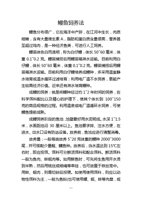 鳗鱼饲养法