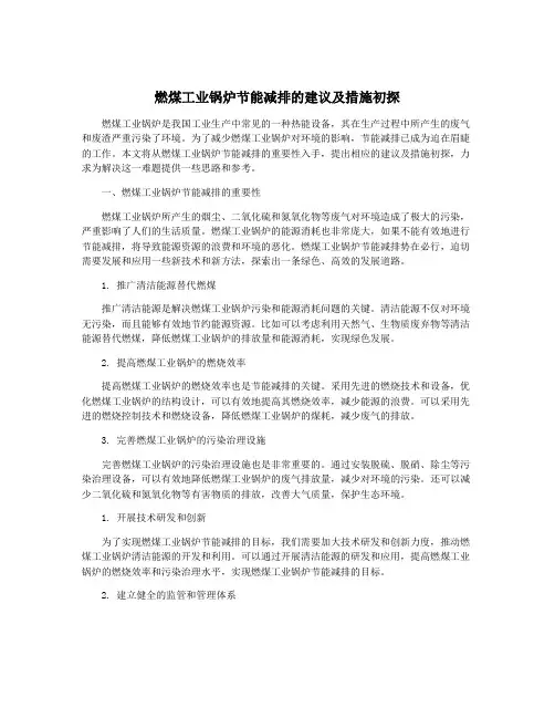 燃煤工业锅炉节能减排的建议及措施初探