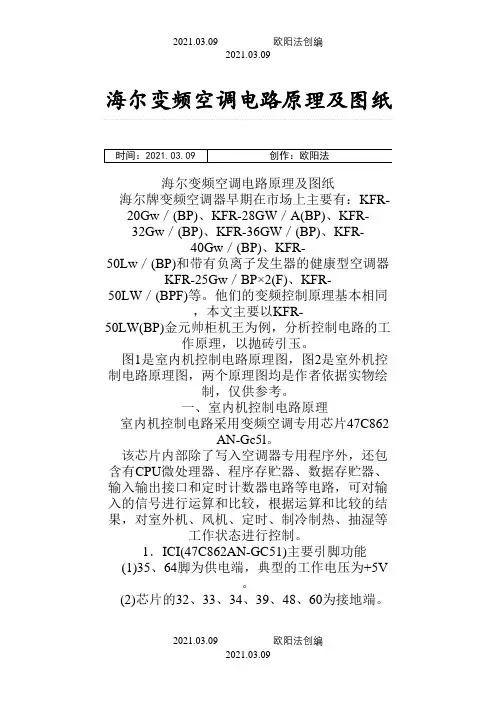 海尔变频空调电路原理及图纸之欧阳法创编