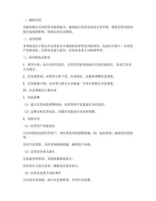 银行信贷应急预案