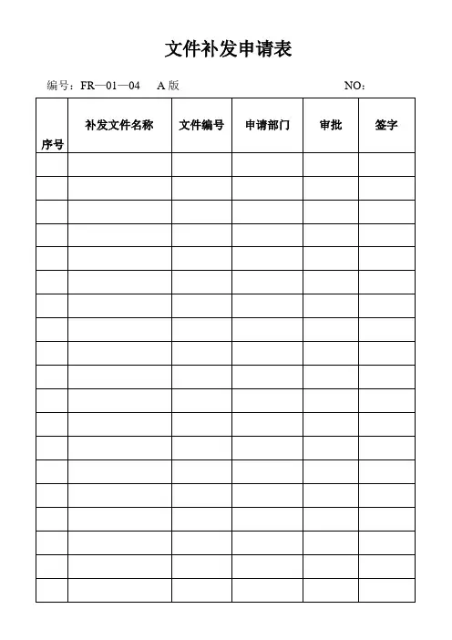 文件补发申请表