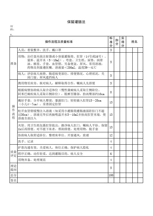 护理操作保留灌肠