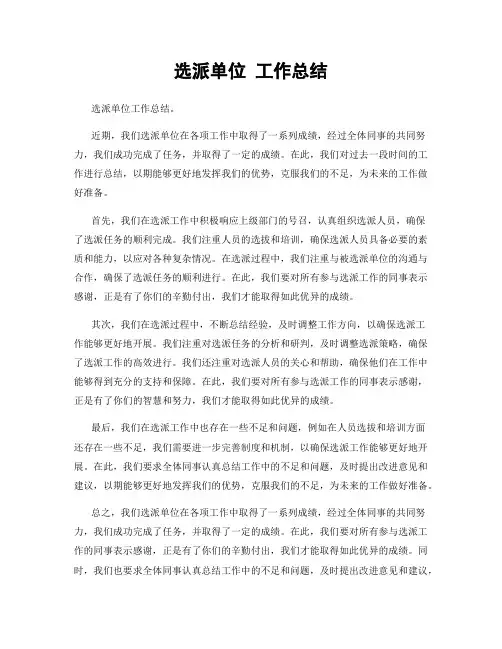 选派单位 工作总结