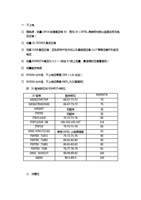 电脑主板不上电和没复位的检修思路