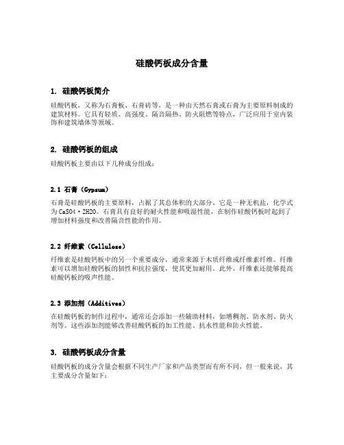硅酸钙板成分含量