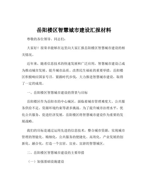 岳阳楼区智慧城市建设汇报材料