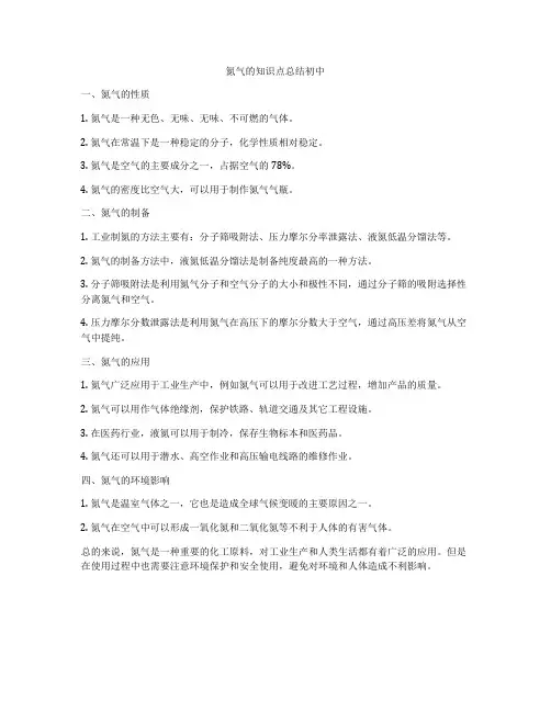 氮气的知识点总结初中